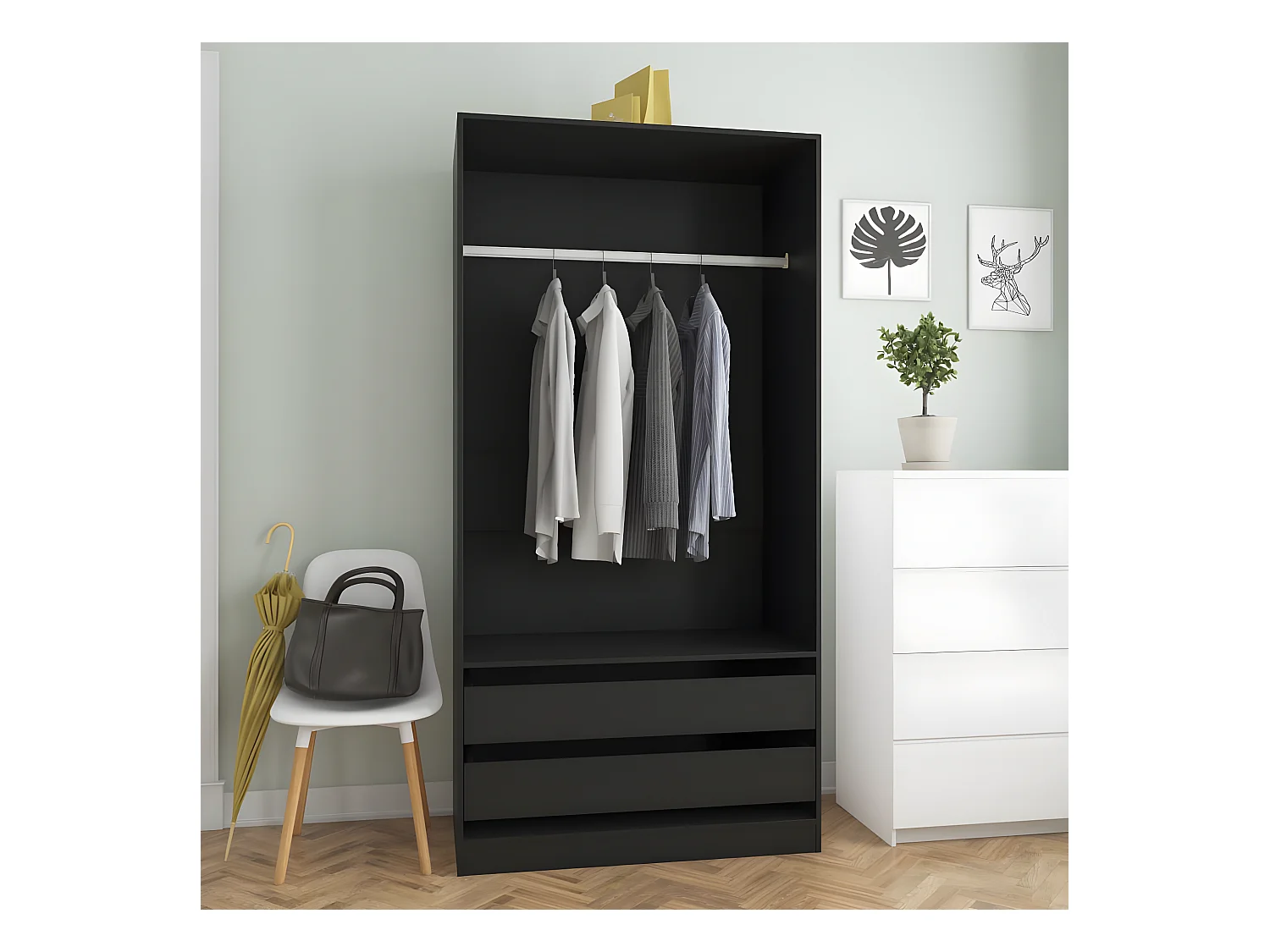 Garde-robe Noir 100x50x200 cm Aggloméré OFR88403 BonneVie Meuble