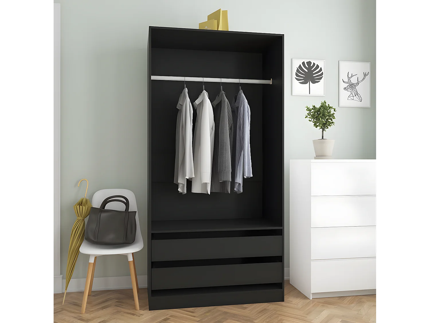 Garde-robe Noir 100x50x200 cm Aggloméré OFR88403 BonneVie Meuble