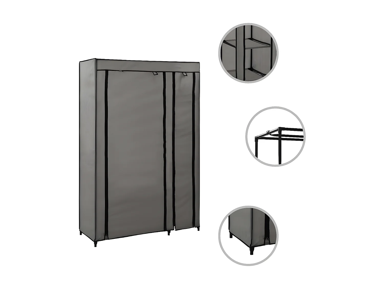 Garde-robe pliable Gris 110x45x175 cm Tissu OFR20502 BonneVie Meuble