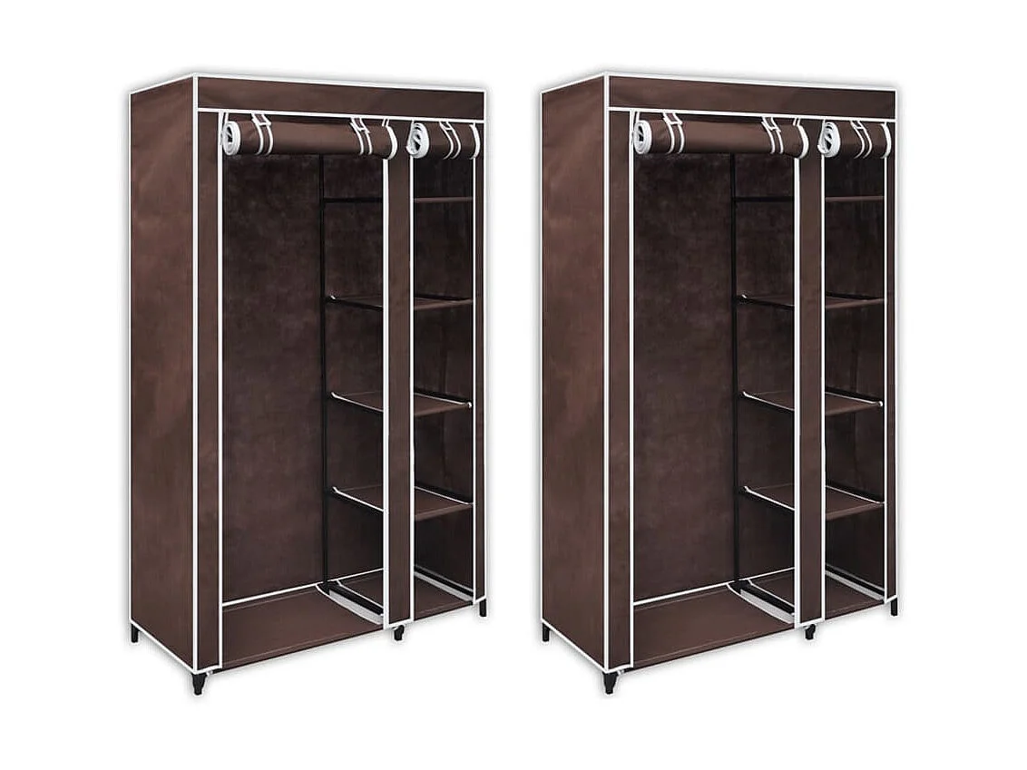Garde-robe en tissu 2 pcs Marron OFR35204 BonneVie Meuble