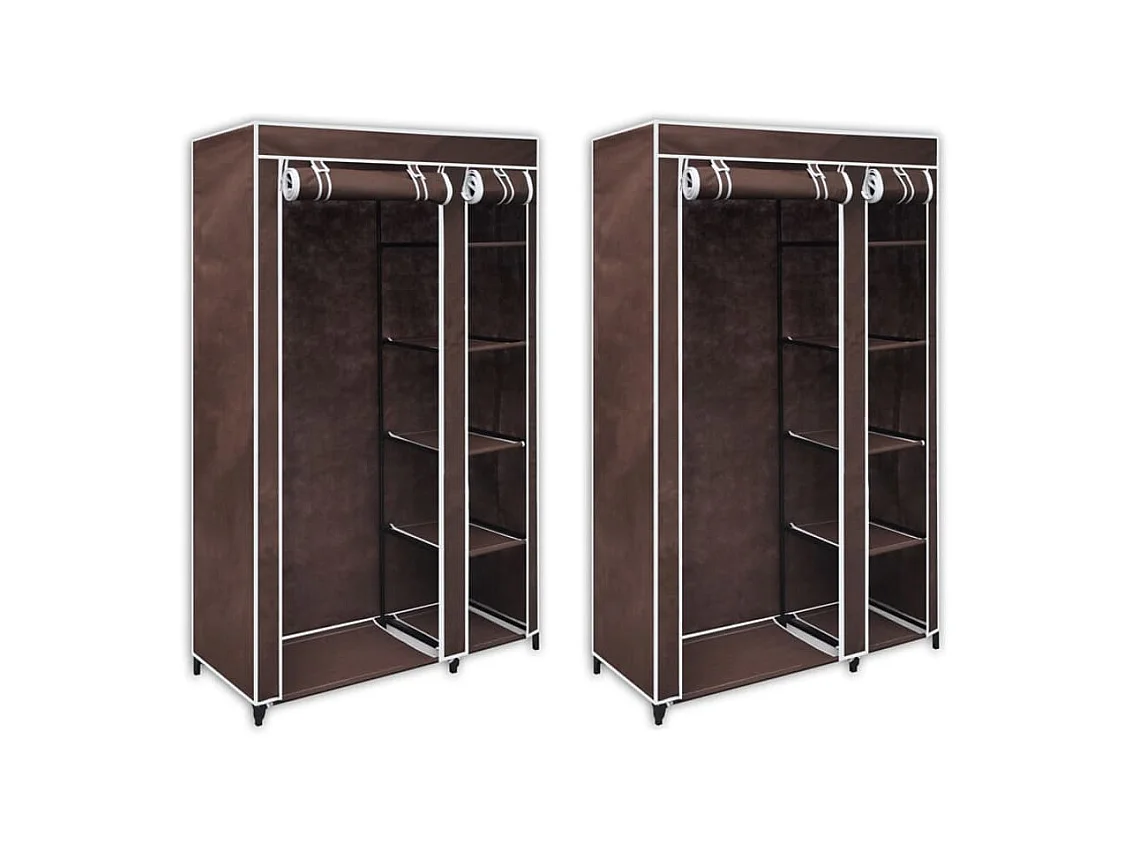 Garde-robe en tissu 2 pcs Marron OFR35204 BonneVie Meuble