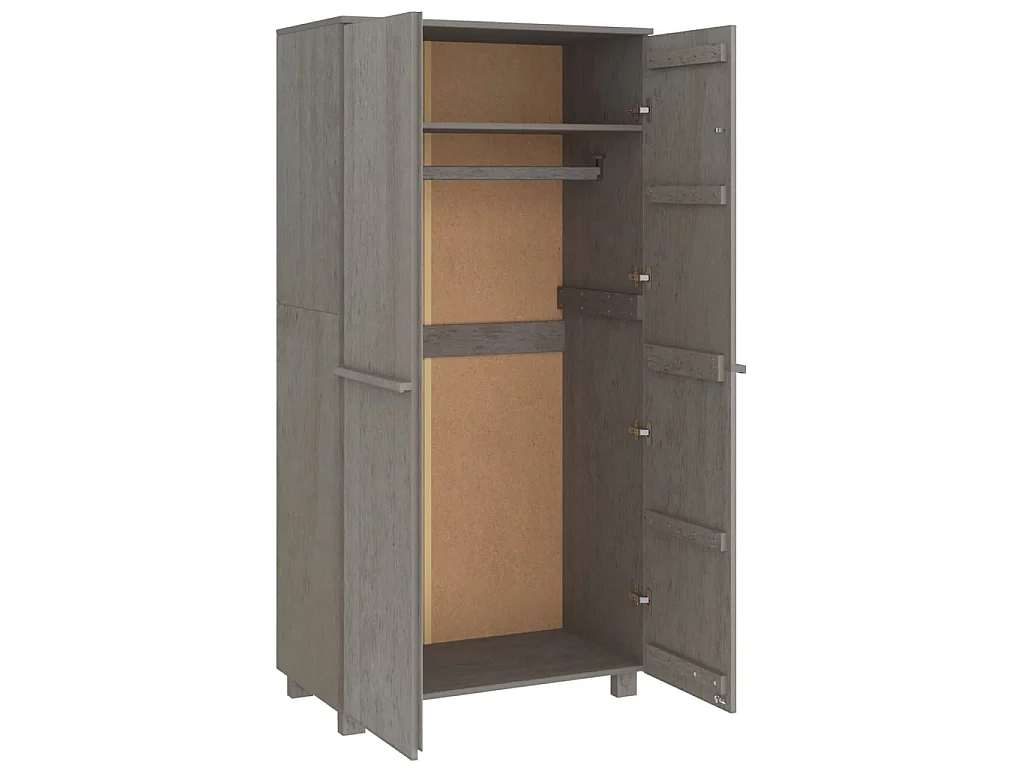 Garde-robe HAMAR Gris clair 89x50x180 cm Bois massif de pin OFR68879 BonneVie Meuble