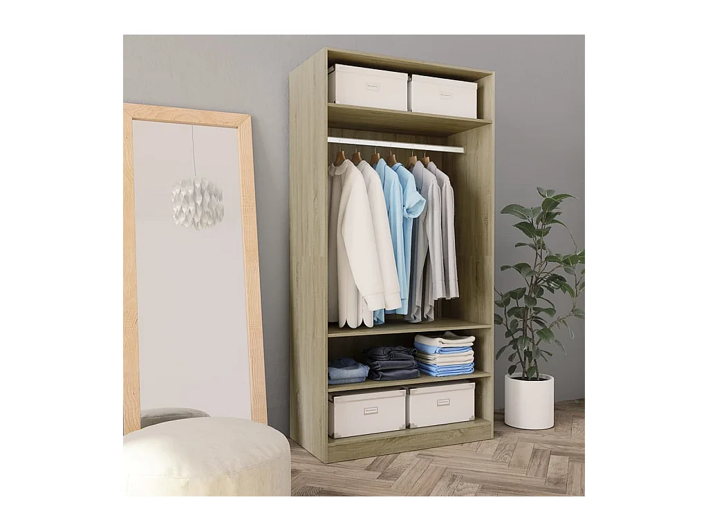 Garde-robe Chêne sonoma 100 x 50 x 200 cm Aggloméré OFR17085 BonneVie Meuble