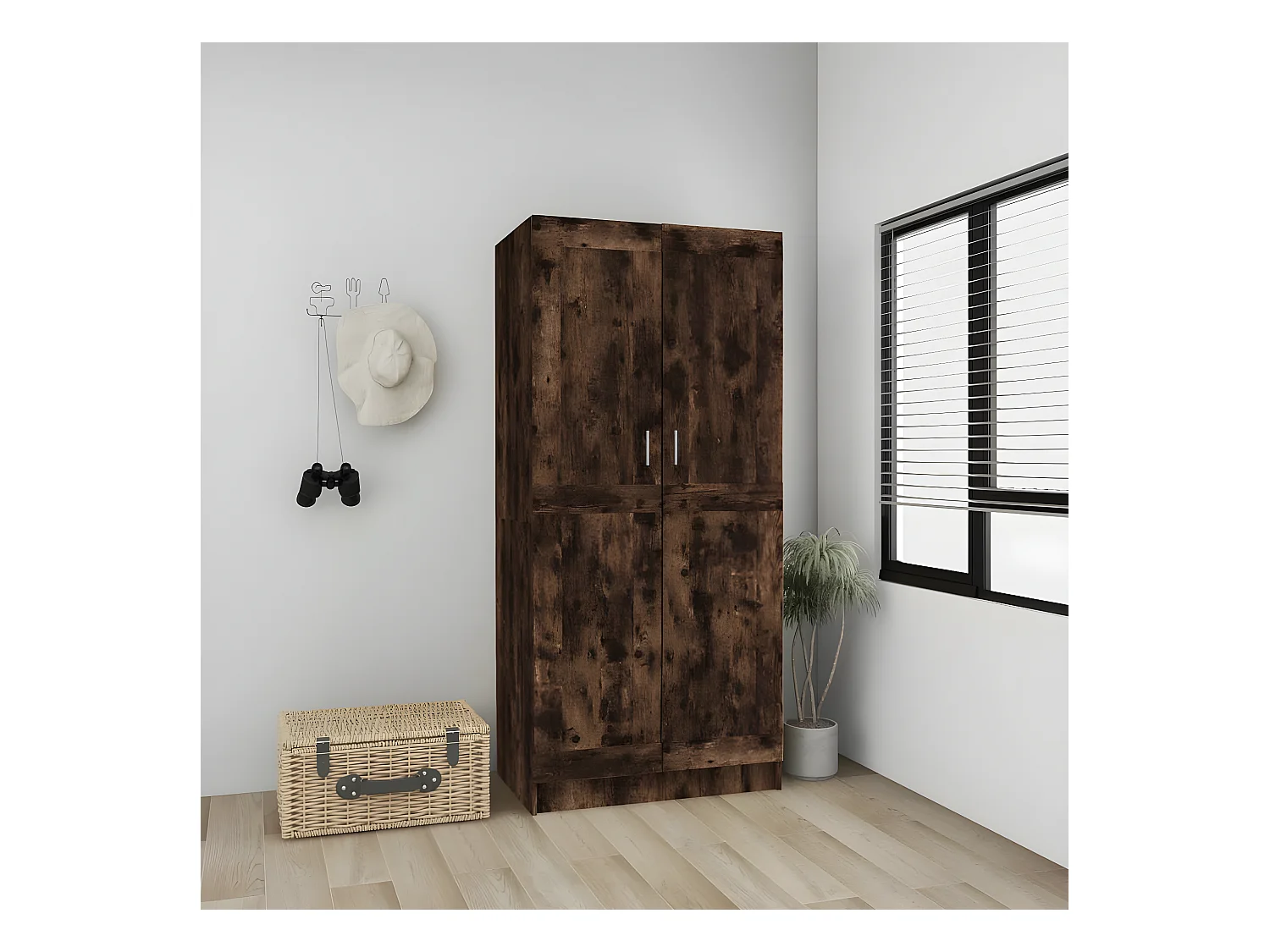 Garde-robe Chêne fumé 82,5x51,5x180 cm Bois d'ingénierie OFR29435 BonneVie Meuble