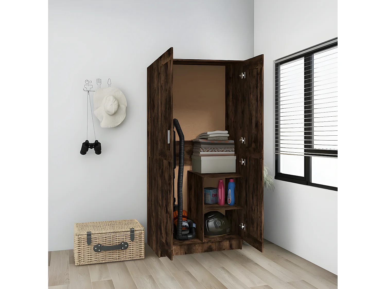 Garde-robe Chêne fumé 82,5x51,5x180 cm Bois d'ingénierie OFR29435 BonneVie Meuble