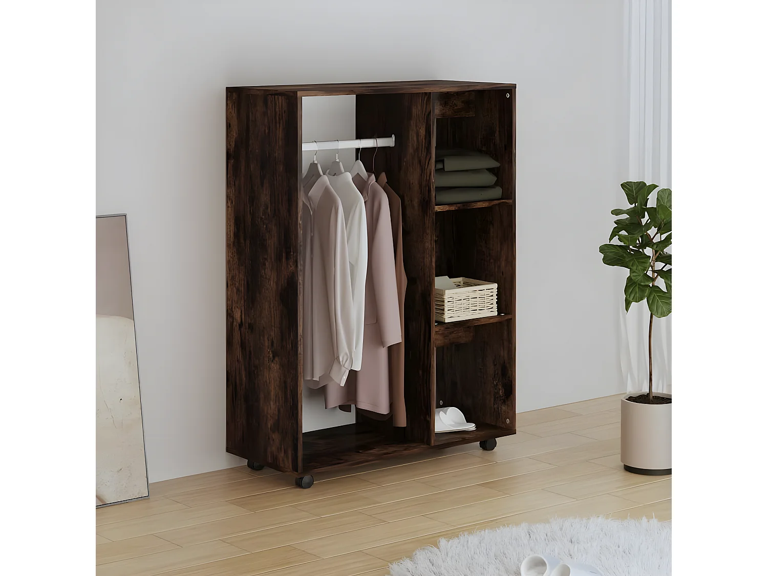 Garde-robe Chêne fumé 80x40x110 cm Bois d'ingénierie OFR63446 BonneVie Meuble