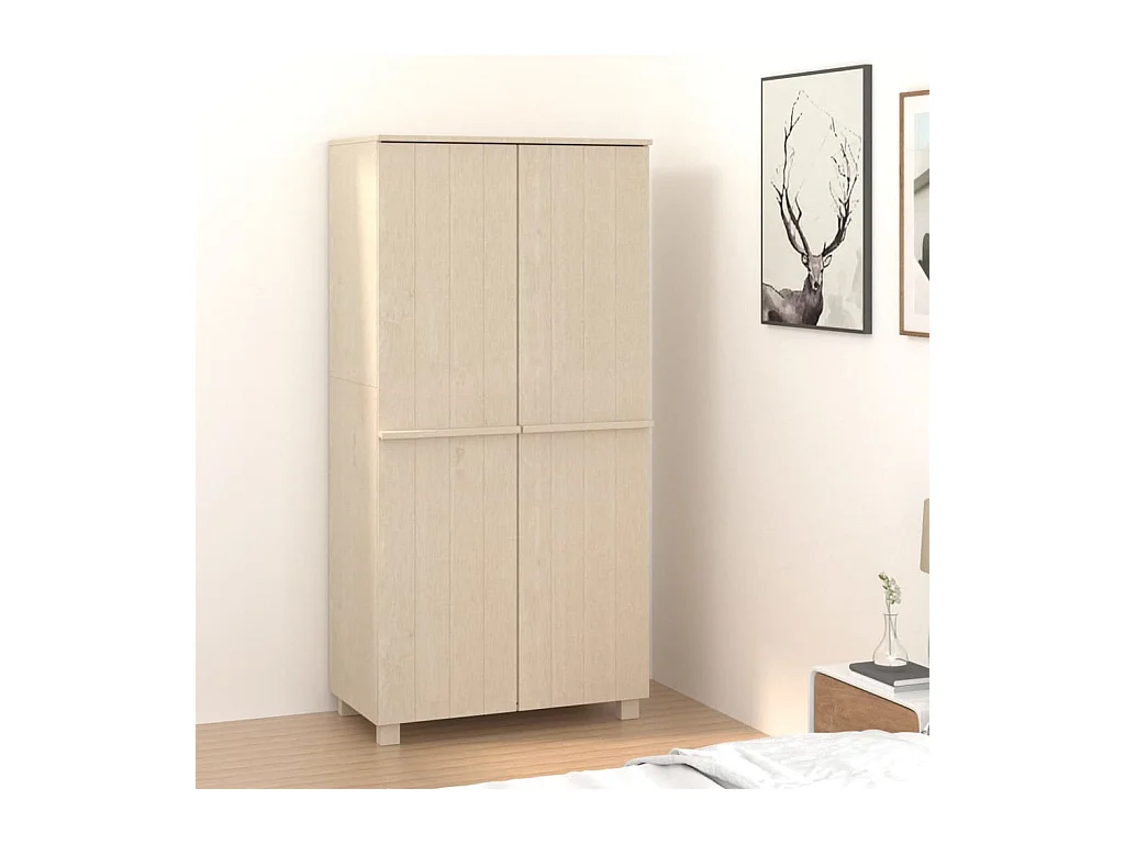 Garde-robe HAMAR Marron miel 89x50x180 cm Bois massif de pin OFR79953 BonneVie Meuble