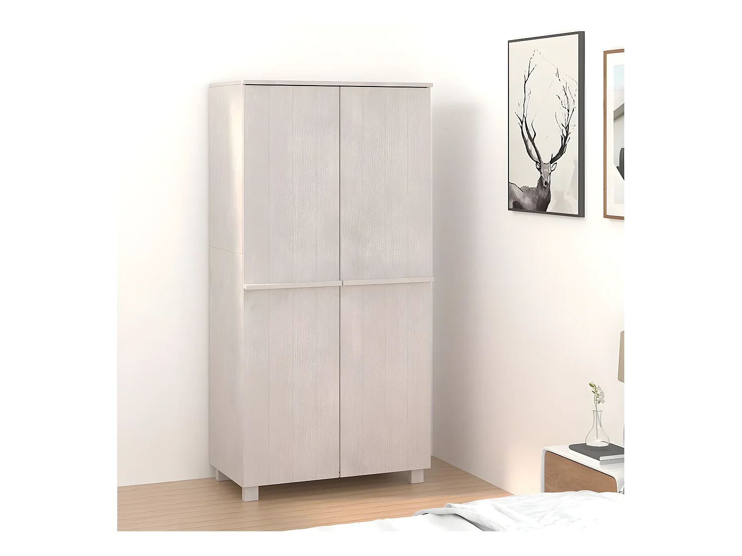 Garde-robe HAMAR Blanc 89x50x180 cm Bois massif de pin OFR97838 BonneVie Meuble