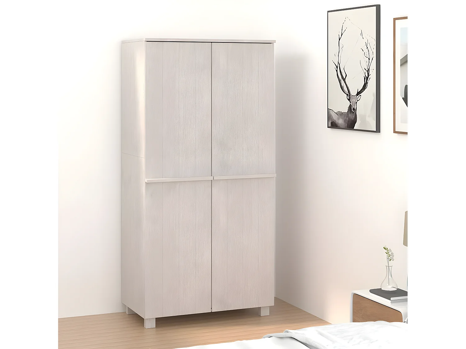 Armario HAMAR madera maciza de pino blanco 89x50x180 cm ES893857