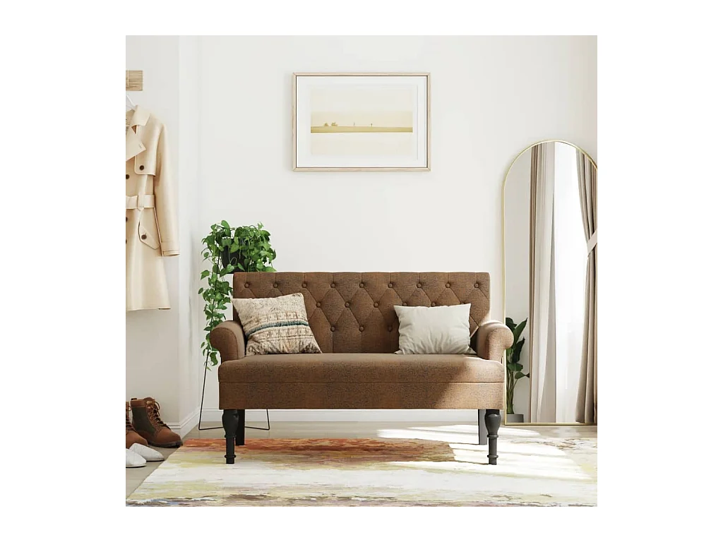 Banc avec dossier marron 120x62x75,5 cm similicuir daim -ASAF74750