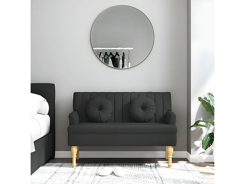 Banc avec coussins noir 113x64,5x75,5 cm tissu -ASAF92407