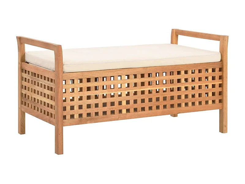 Banc de rangement 93x49x49 cm Bois de noyer massif -ASAF21842