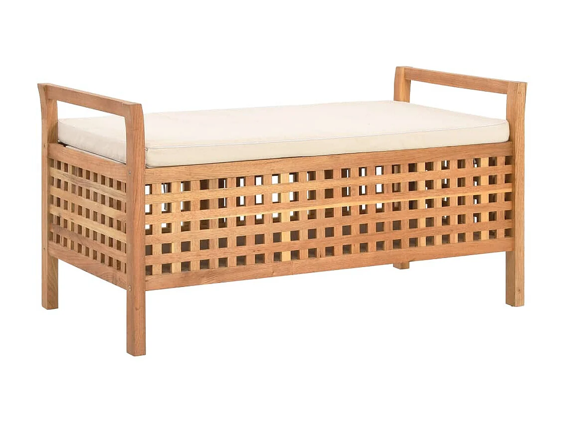Banc de rangement 93x49x49 cm Bois de noyer massif -ASAF21842
