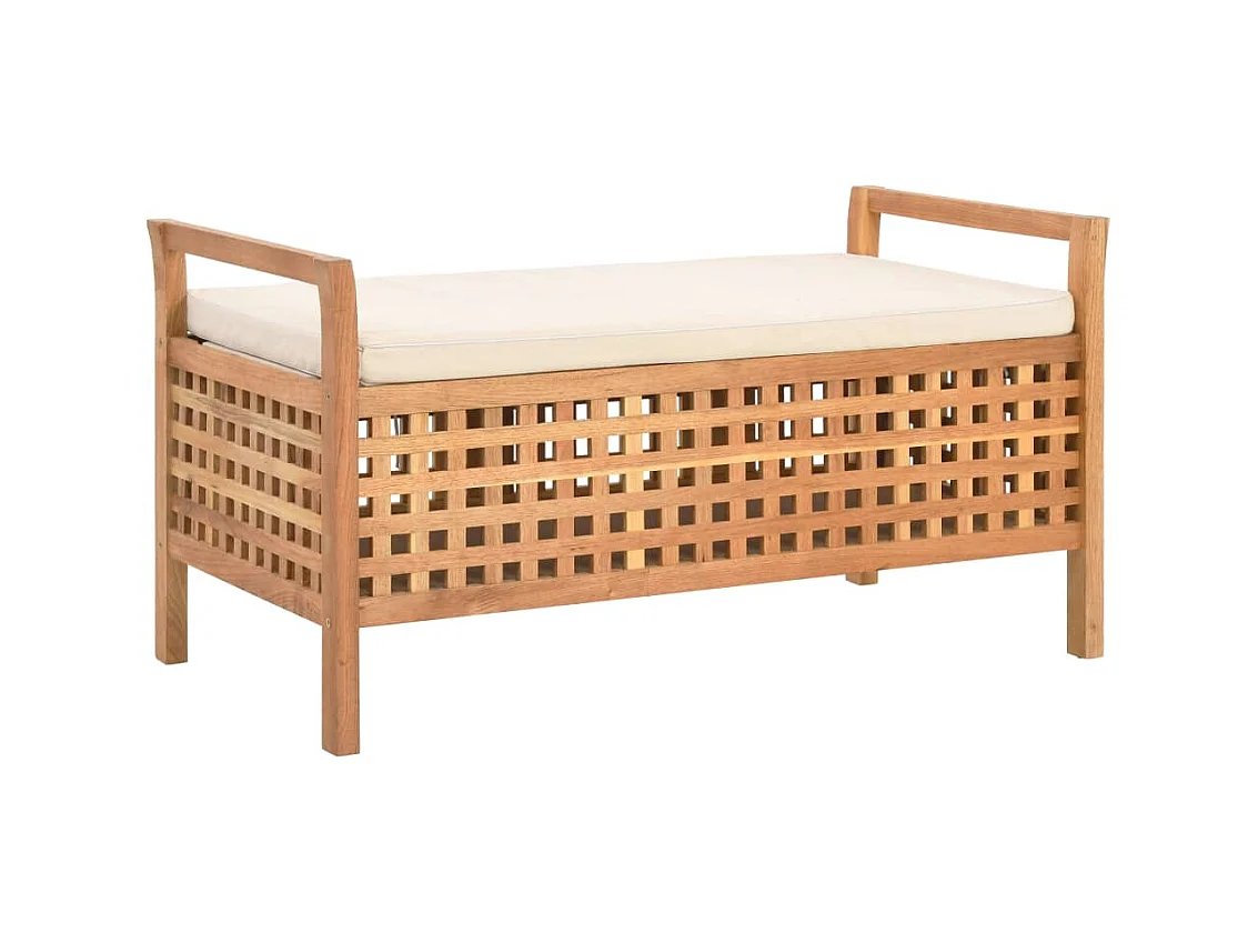 Banc de rangement 93x49x49 cm Bois de noyer massif -ASAF21842