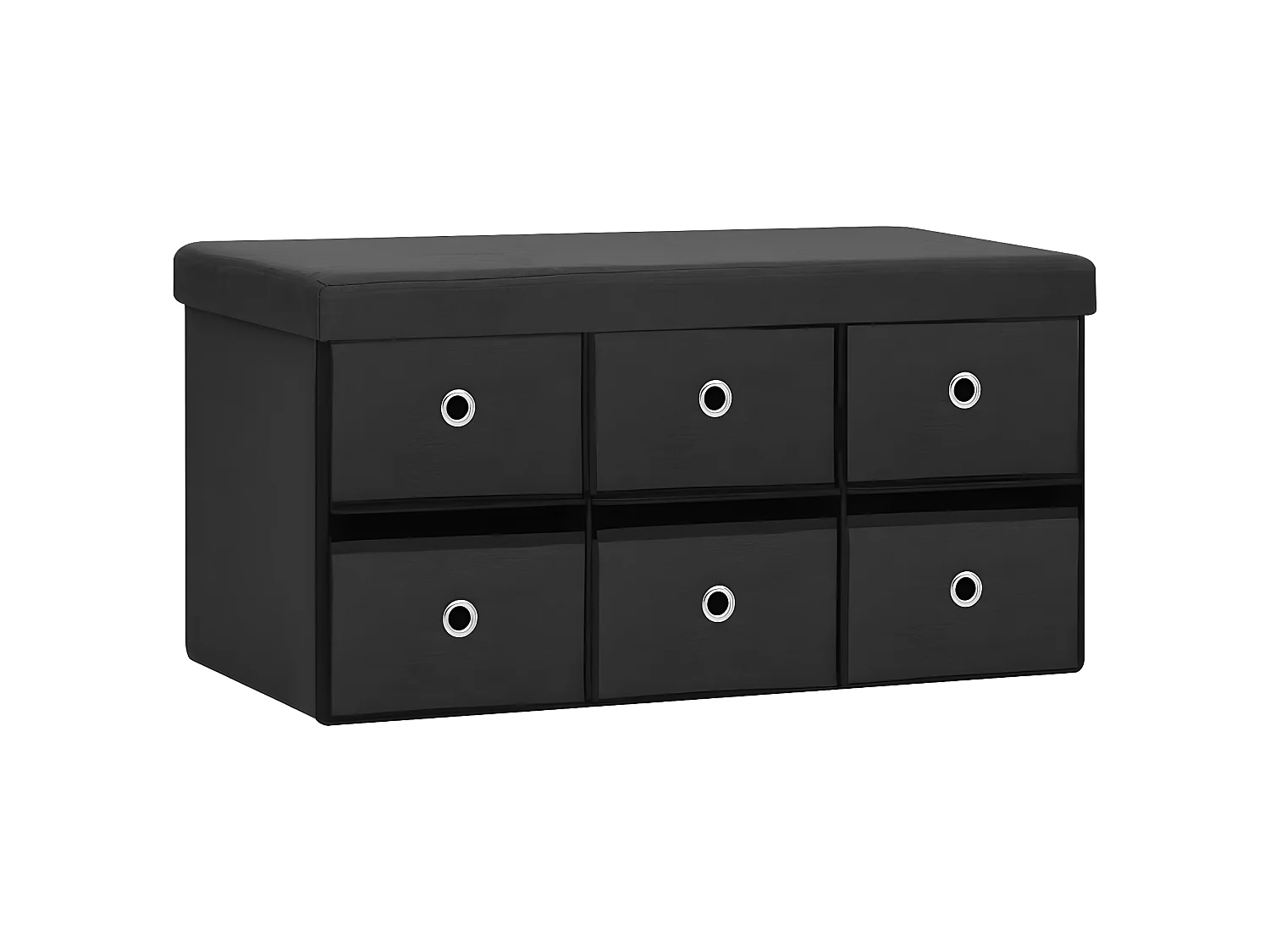 Banc de rangement pliable Noir 76x38x38 cm Faux lin -ASAF83278