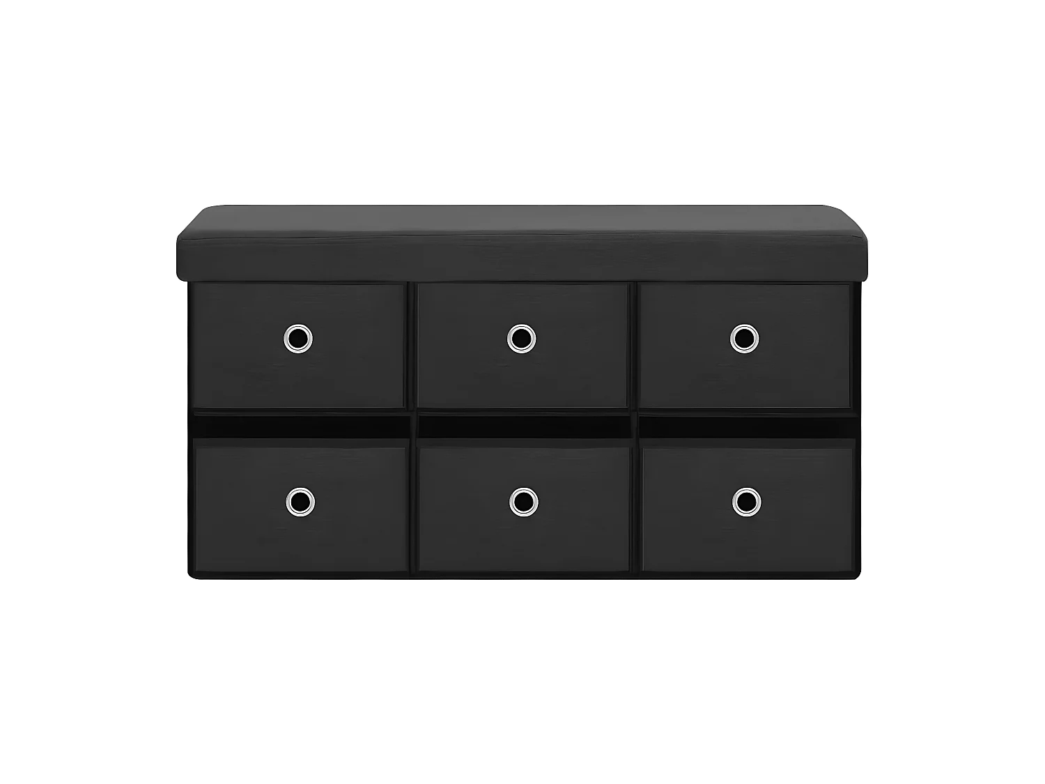 Banc de rangement pliable Noir 76x38x38 cm Faux lin -ASAF83278