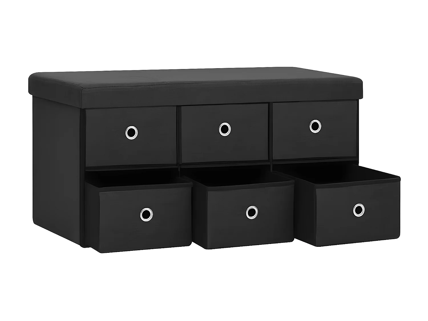 Banco de arrumação dobrável 76x38x38 cm linho falso preto PT203006