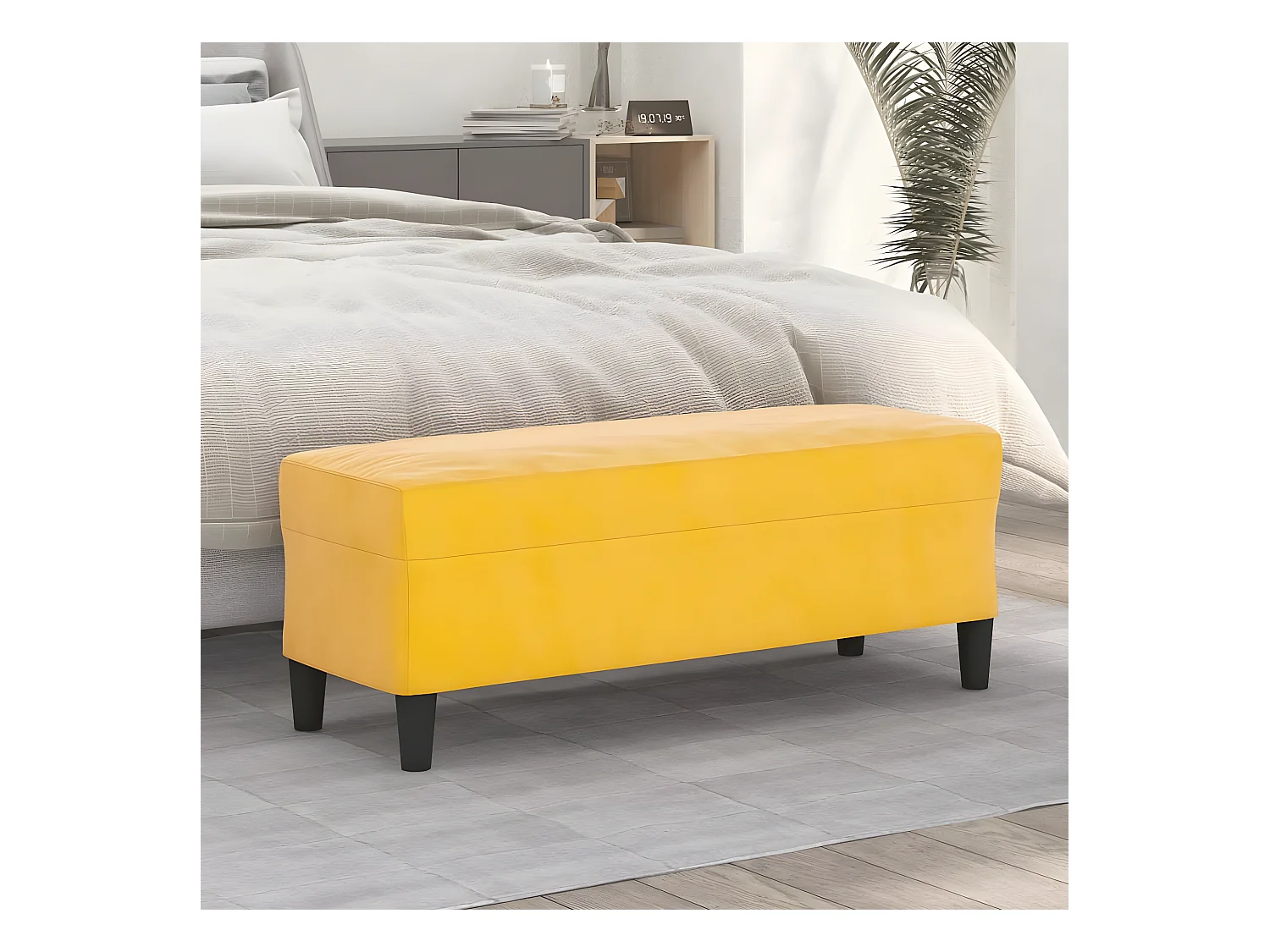 Banc chic Jaune 100x35x41 cm Velours -ASAF18412