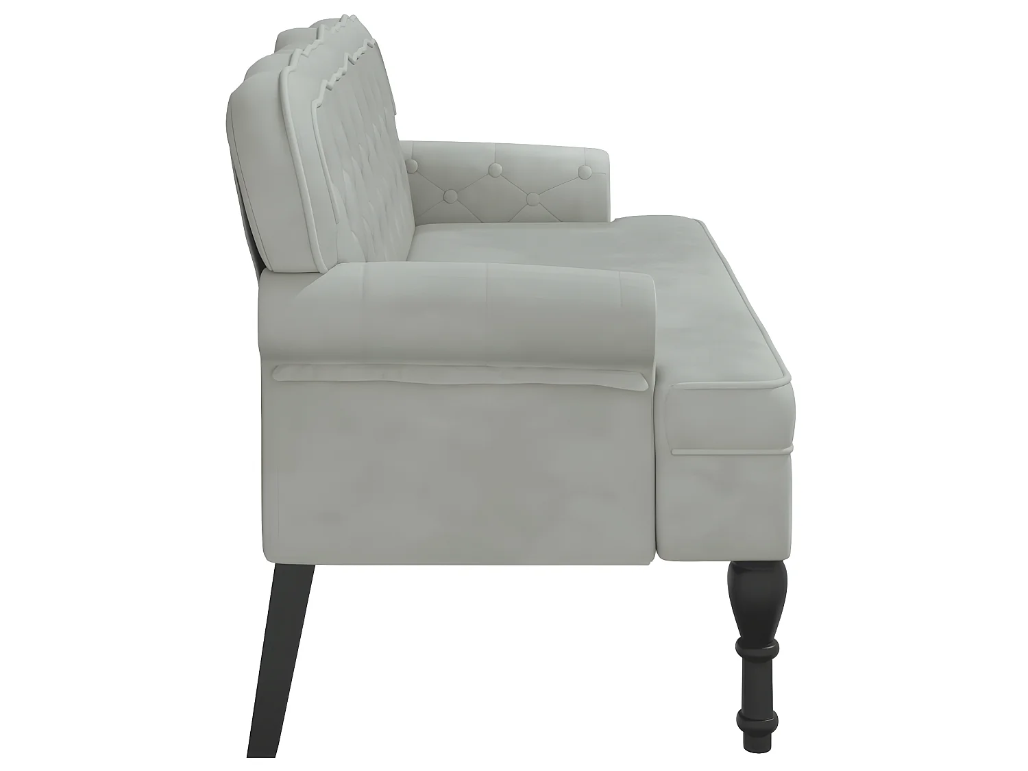 Banc avec dossier gris clair 119,5x64,5x75 cm velours -ASAF21390