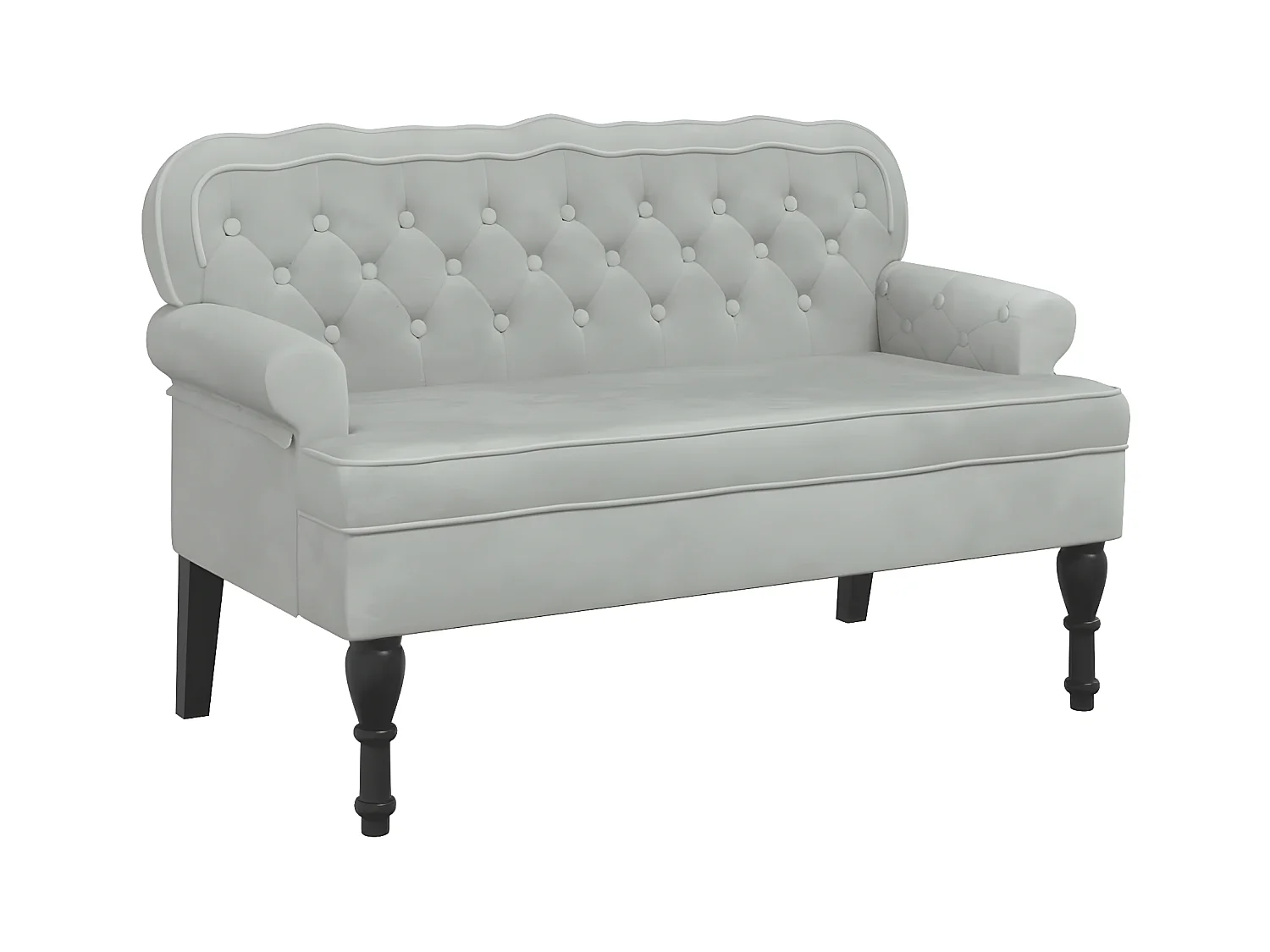 Banc avec dossier gris clair 119,5x64,5x75 cm velours -ASAF21390
