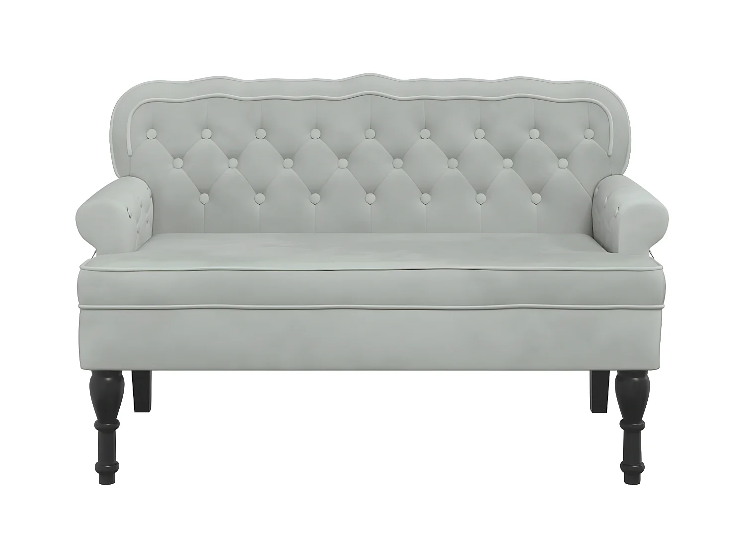 Banc avec dossier gris clair 119,5x64,5x75 cm velours -ASAF21390