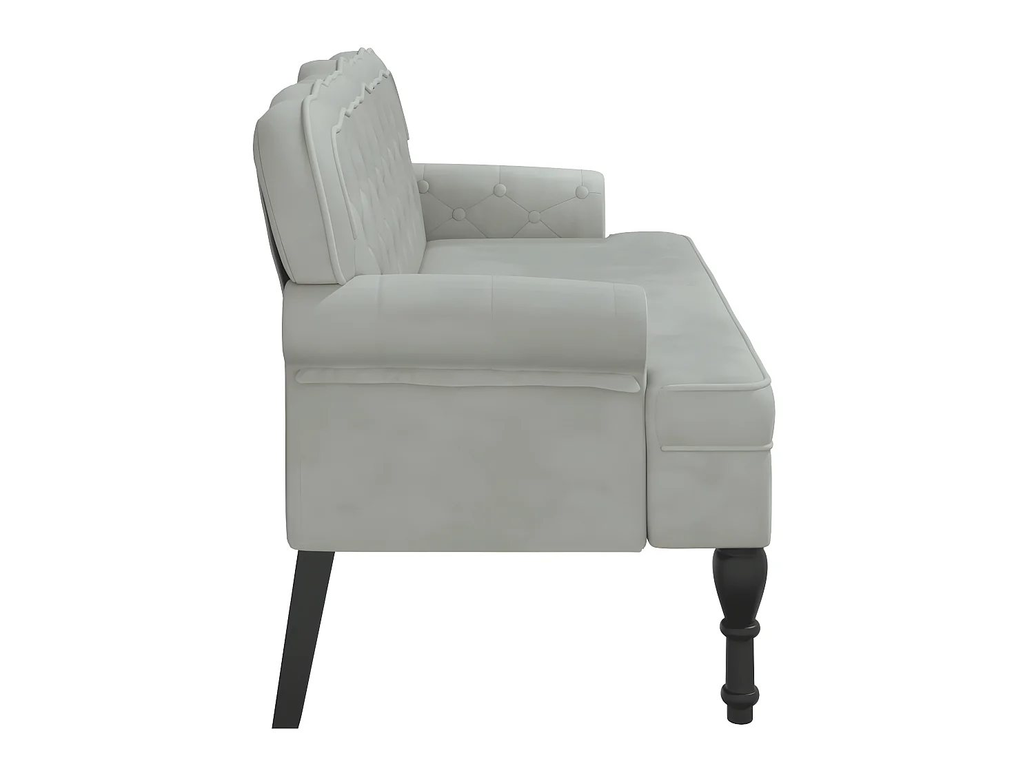 Banc avec dossier gris clair 119,5x64,5x75 cm velours -ASAF21390