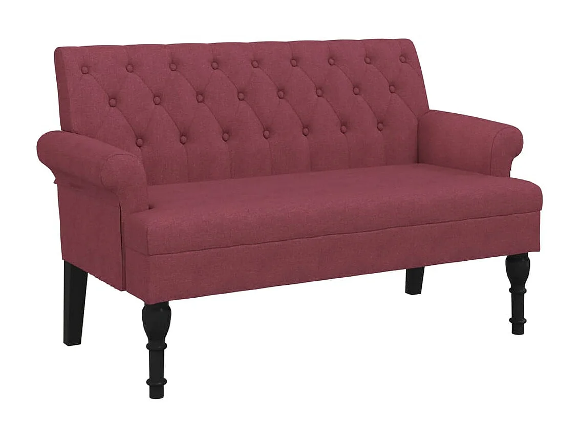 Banc avec dossier rouge bordeaux 120x62x75,5 cm tissu -ASAF39209
