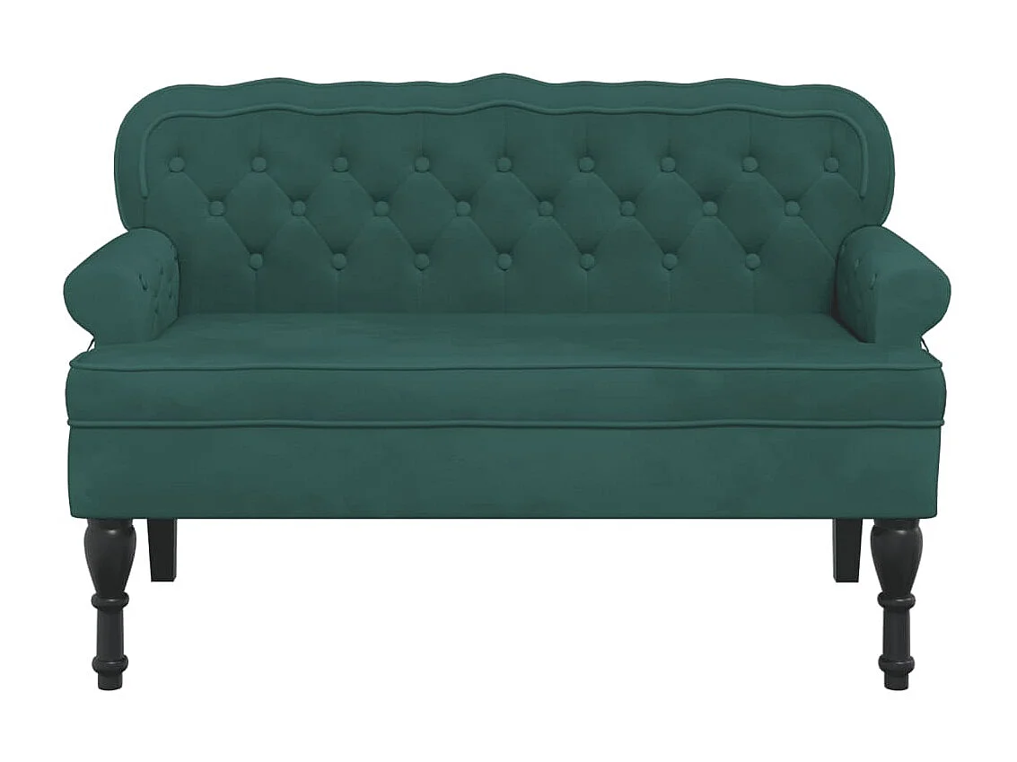 Banc avec dossier vert foncé 119,5x64,5x75 cm velours -ASAF40897