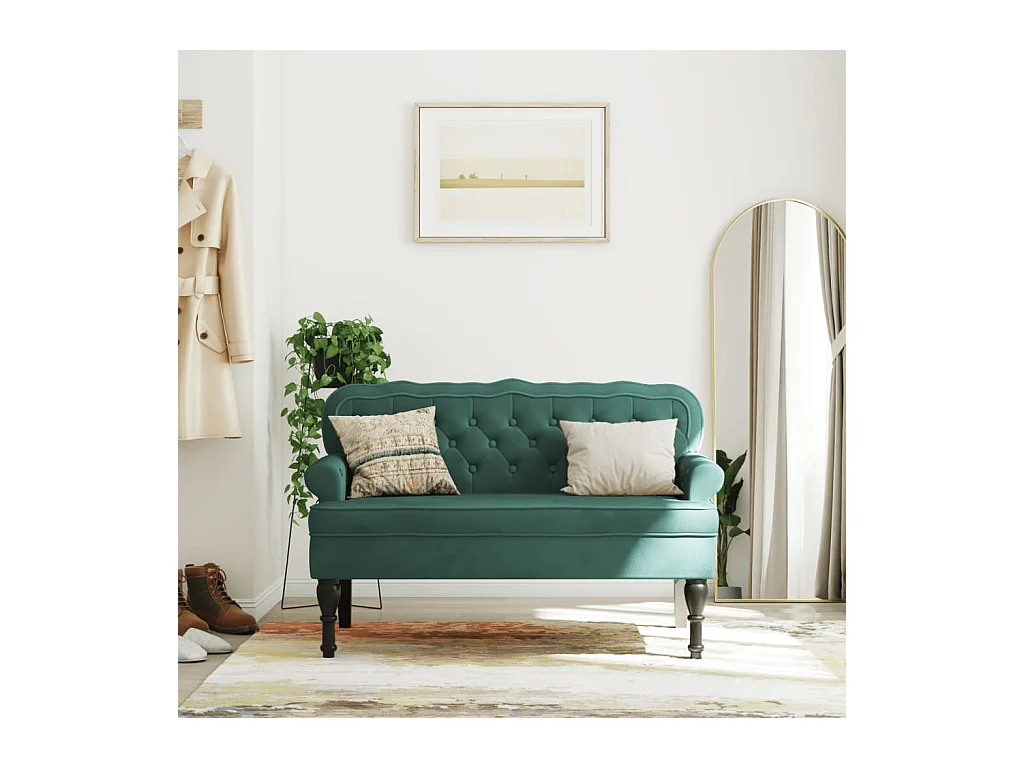 Banc avec dossier vert foncé 119,5x64,5x75 cm velours -ASAF40897