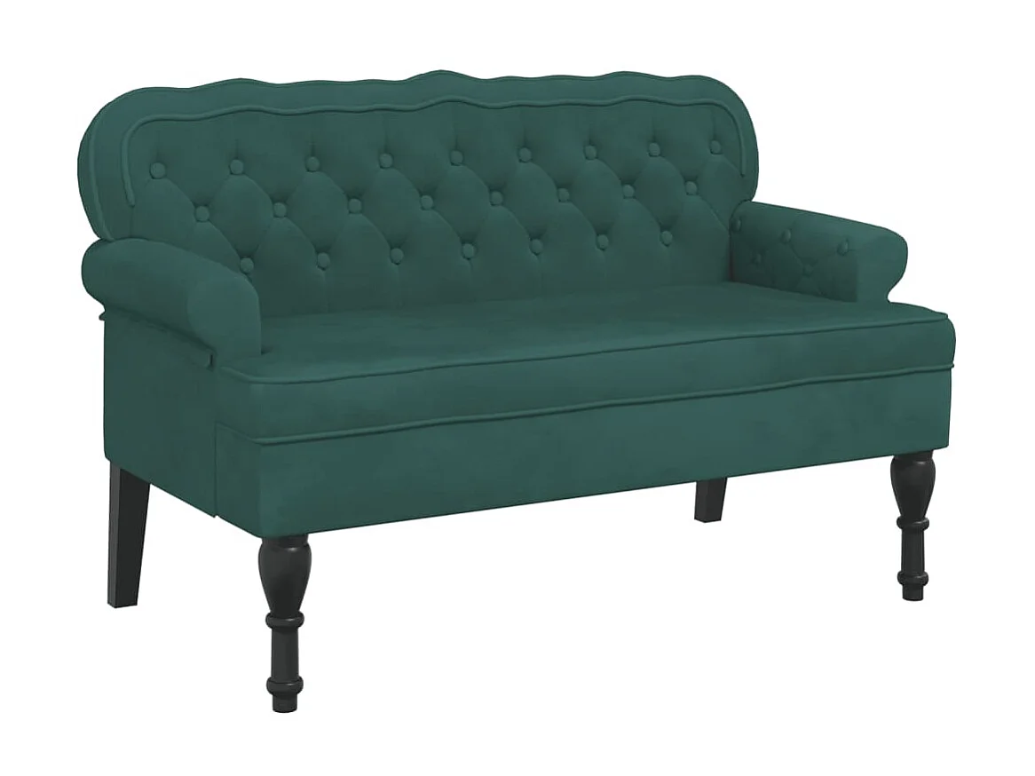 Banc avec dossier vert foncé 119,5x64,5x75 cm velours -ASAF40897