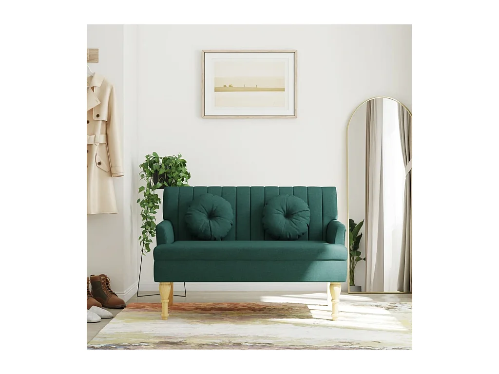 Banc avec coussins vert foncé 113x64,5x75,5 cm tissu -ASAF90073