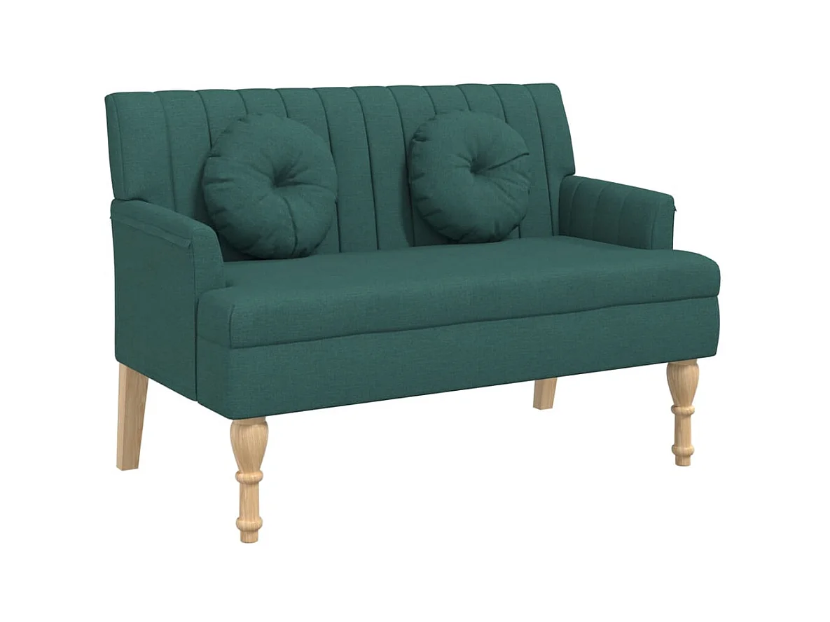 Banc avec coussins vert foncé 113x64,5x75,5 cm tissu -ASAF90073