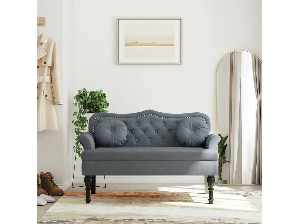 Banc avec coussins gris foncé 120,5x65x75 cm velours -ASAF78229