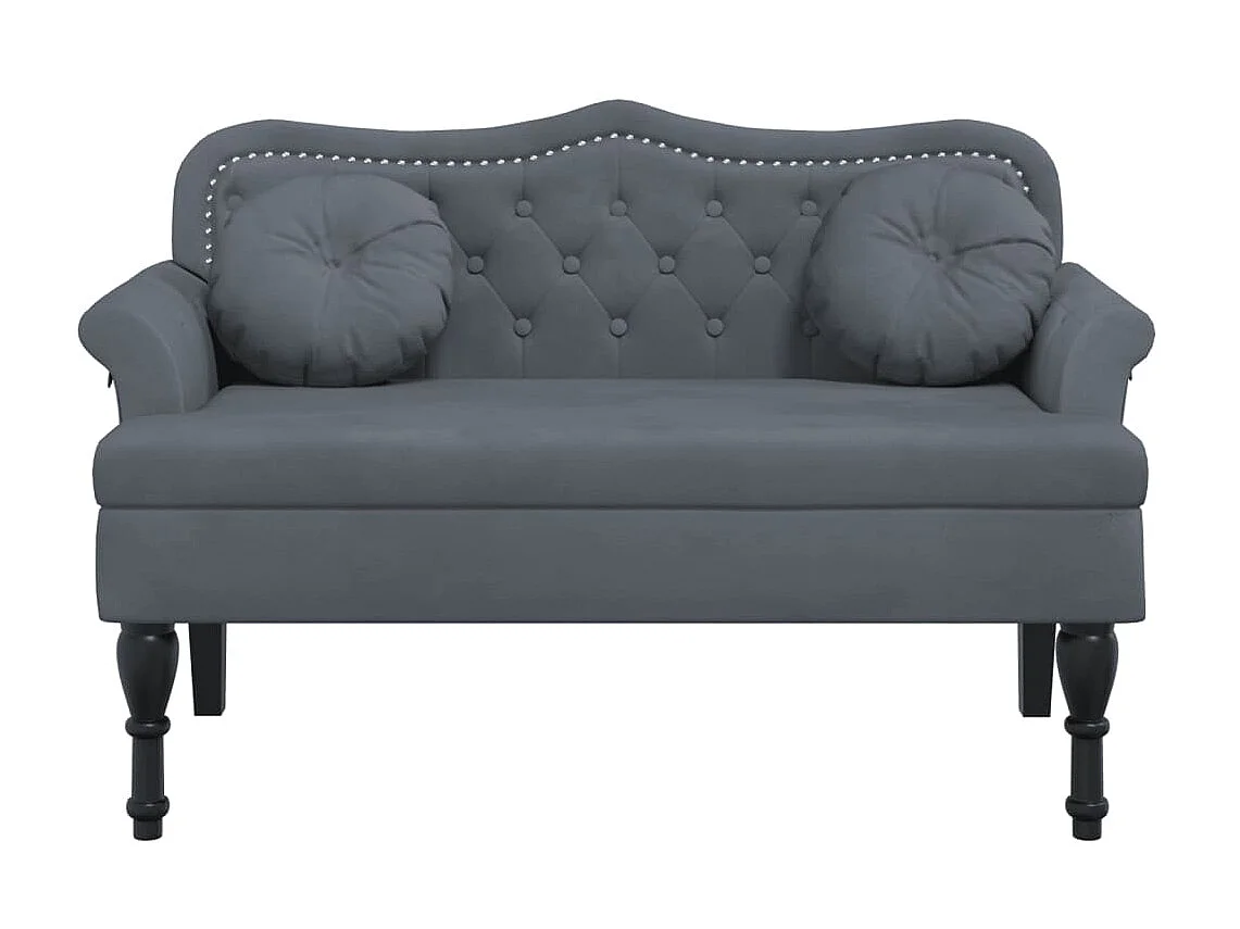 Banc avec coussins gris foncé 120,5x65x75 cm velours -ASAF78229
