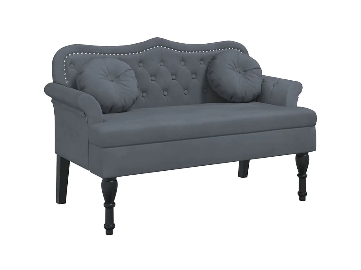 Banc avec coussins gris foncé 120,5x65x75 cm velours -ASAF78229