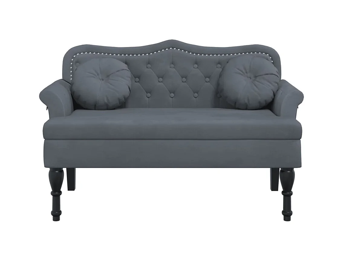 Banc avec coussins gris foncé 120,5x65x75 cm velours -ASAF78229