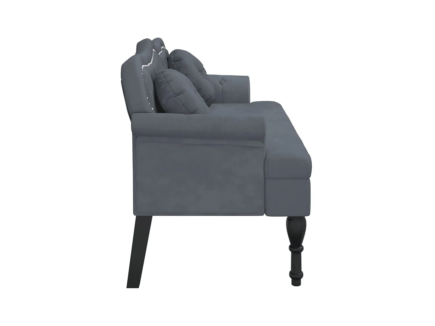 Banc avec coussins gris foncé 120,5x65x75 cm velours -ASAF78229
