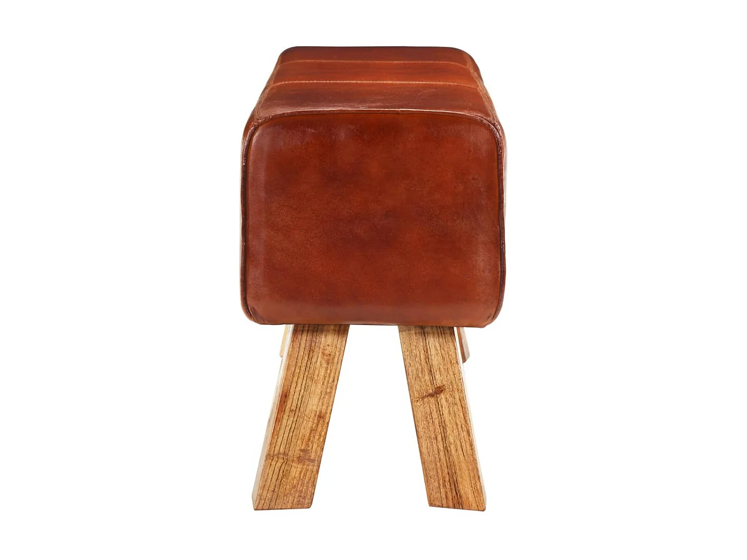 Banc de bok de gymnastique chic marron 110 cm cuir véritable et bois -ASAF61405