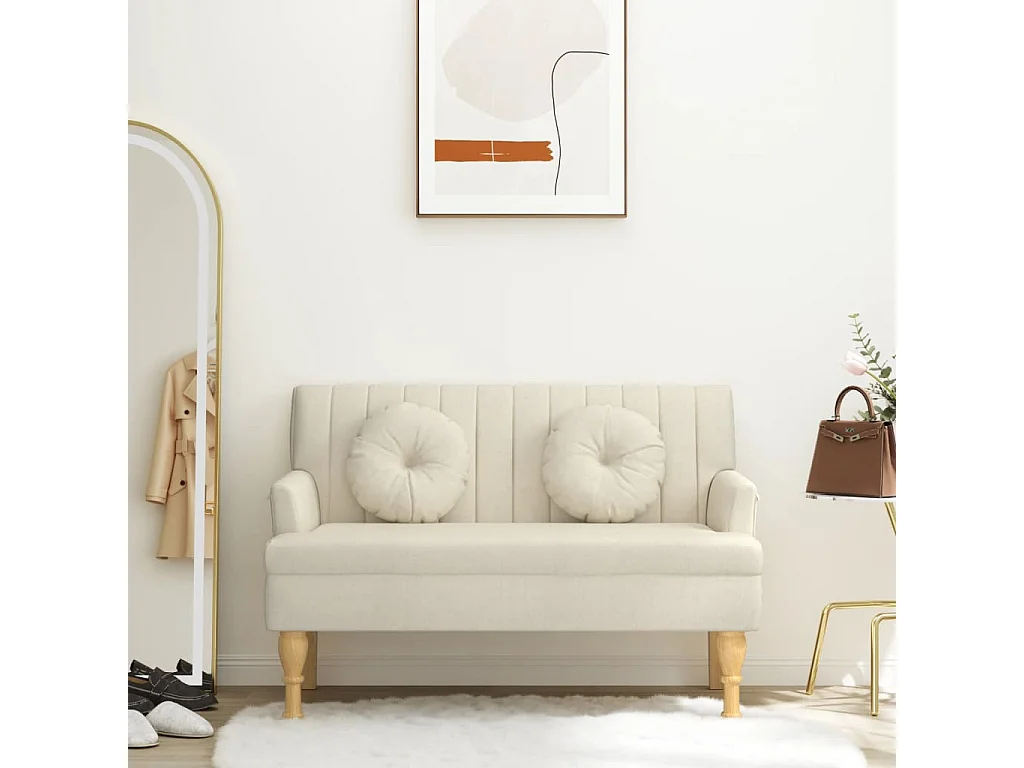 Banc avec coussins lin 113x64,5x75,5 cm tissu -ASAF36014