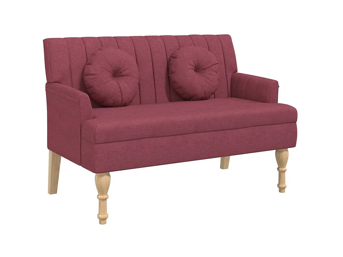 Banco con cojines tela rojo tinto 113x64,5x75,5 cm ES83233