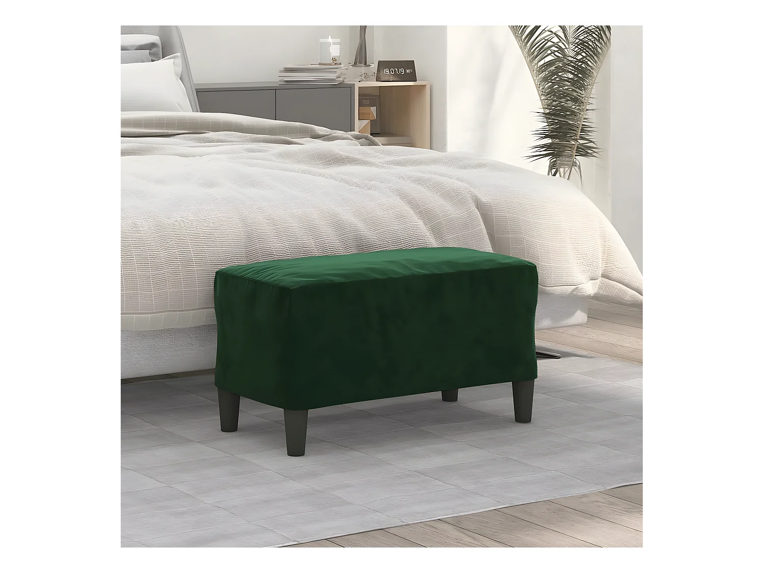Banc chic Vert foncé 70x35x41 cm Velours -ASAF52126