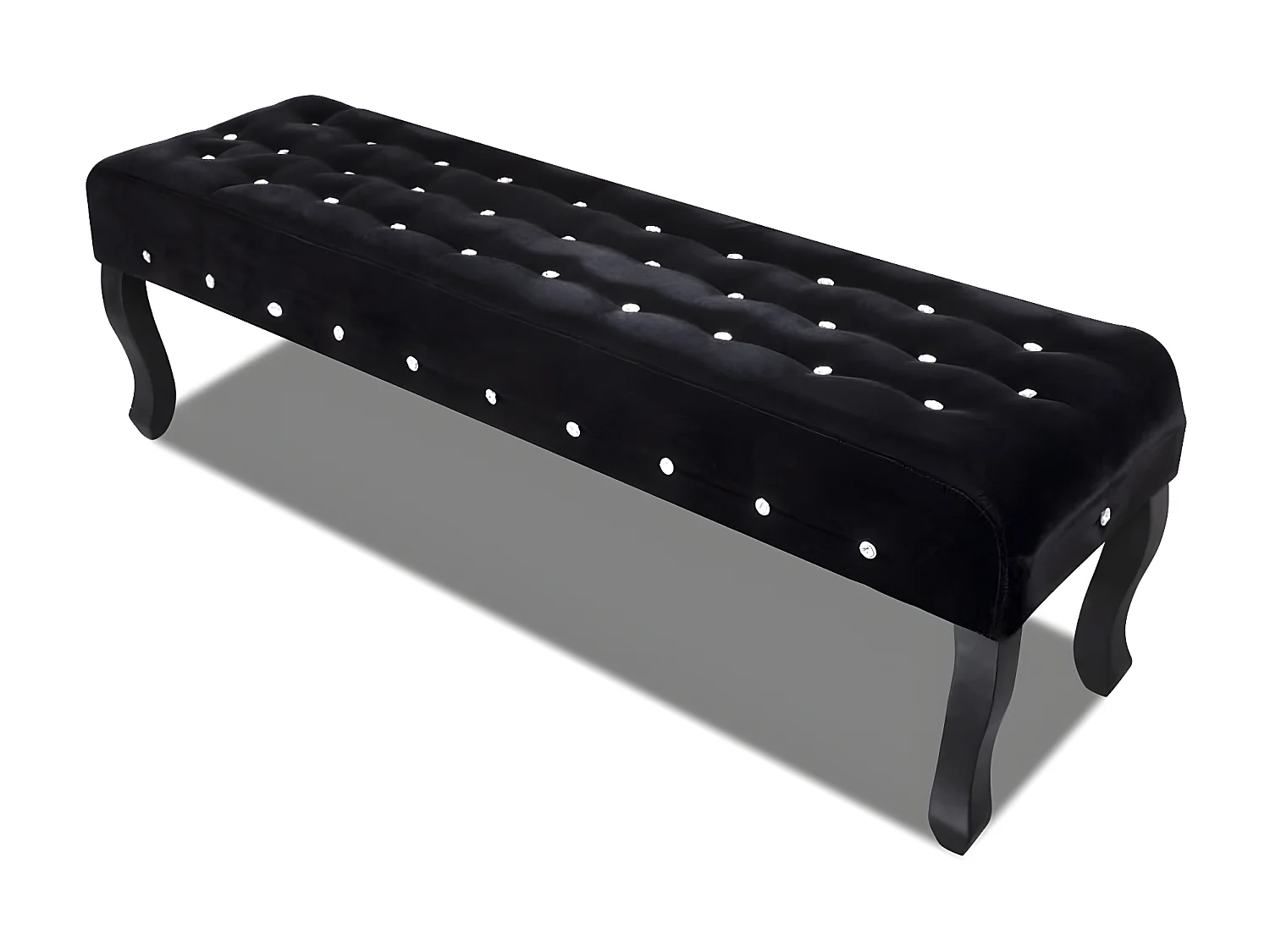 Banc chic noir Tissu velours avec boutons en cristal -ASAF99387