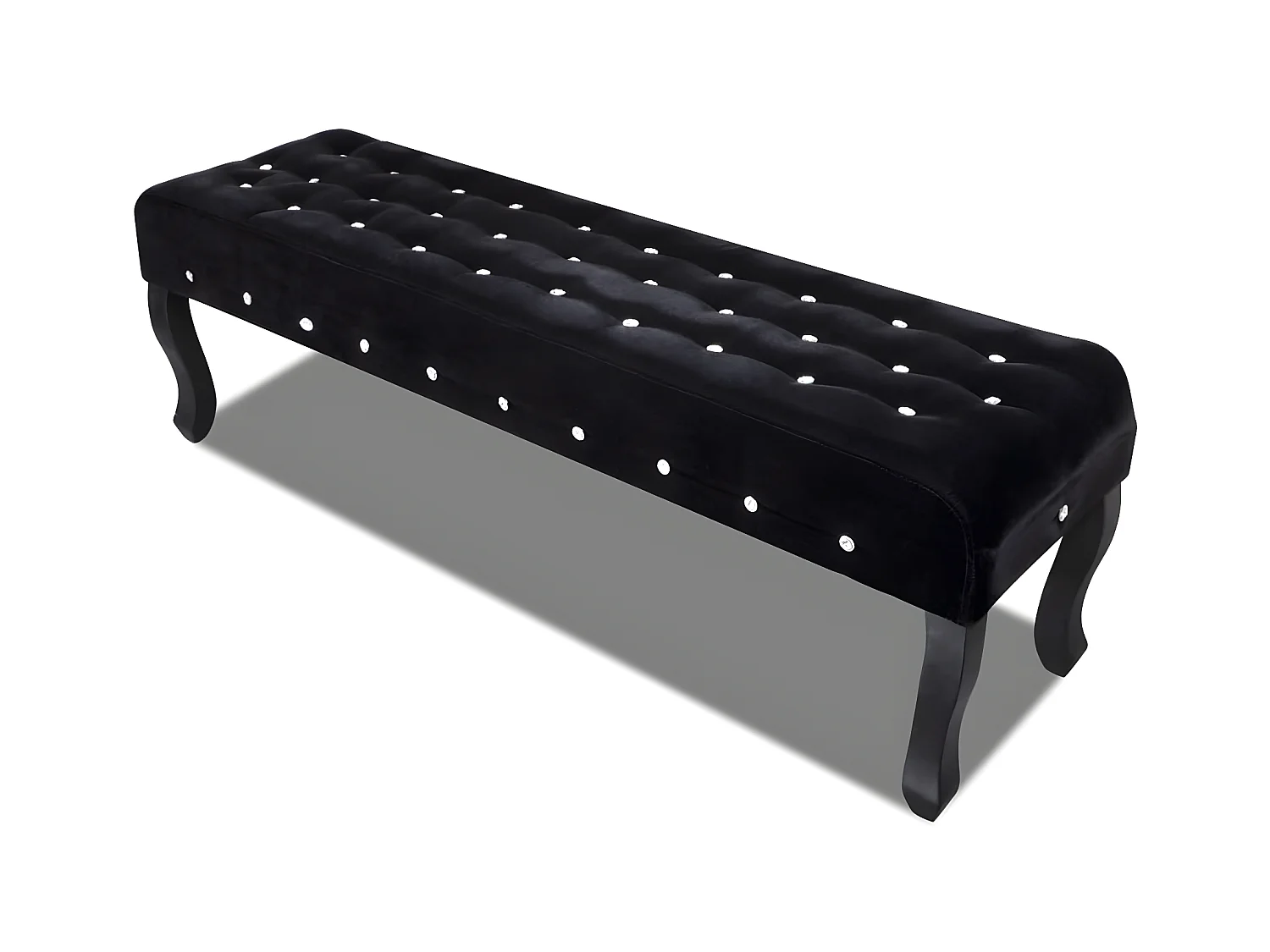Banc chic noir Tissu velours avec boutons en cristal -ASAF99387