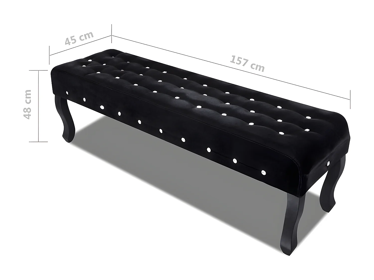Banco de terciopelo negro con botones de cristal ES46562