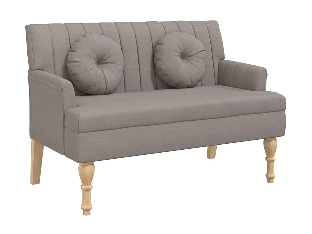 Banc avec coussins taupe 113x64,5x75,5 cm tissu -ASAF17808