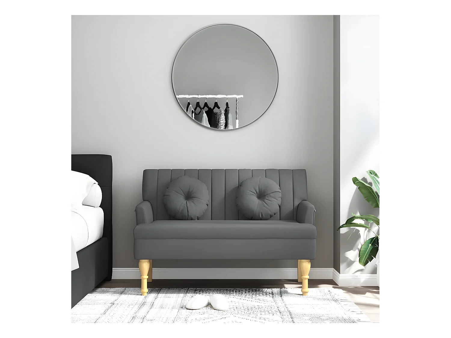 Banc avec coussins gris foncé 113x64,5x75,5 cm tissu -ASAF24584