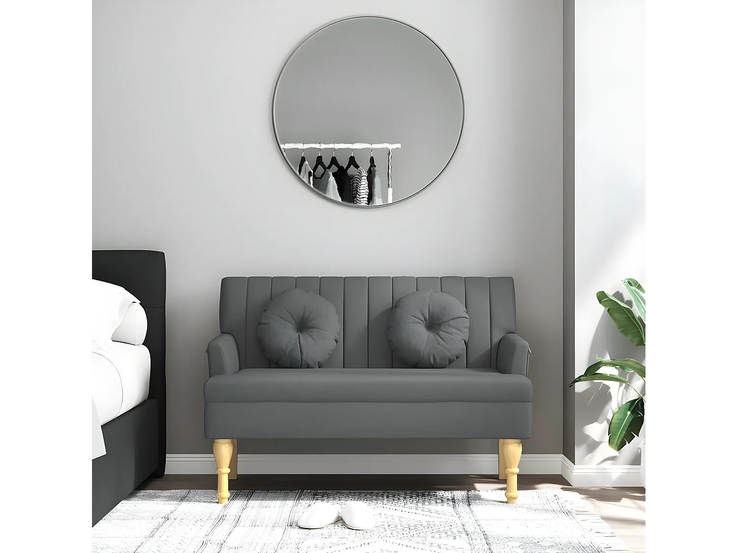 Bankje met kussens 113x64,5x75,5 cm stof donkergrijs NL120854