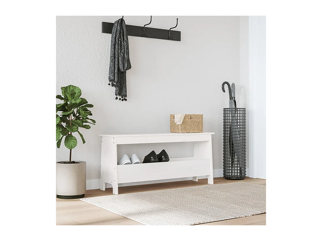 Banc d'entrée blanc 100x28x45 cm bois de pin massif -ASAF61283