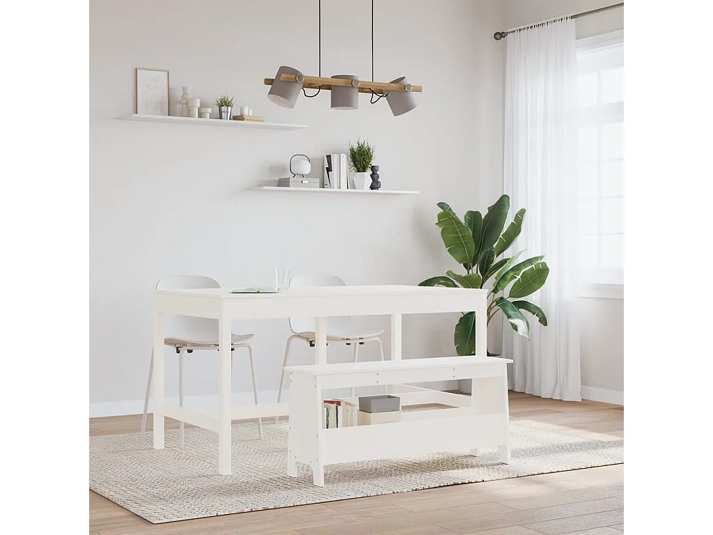 Banc d'entrée blanc 100x28x45 cm bois de pin massif -ASAF61283