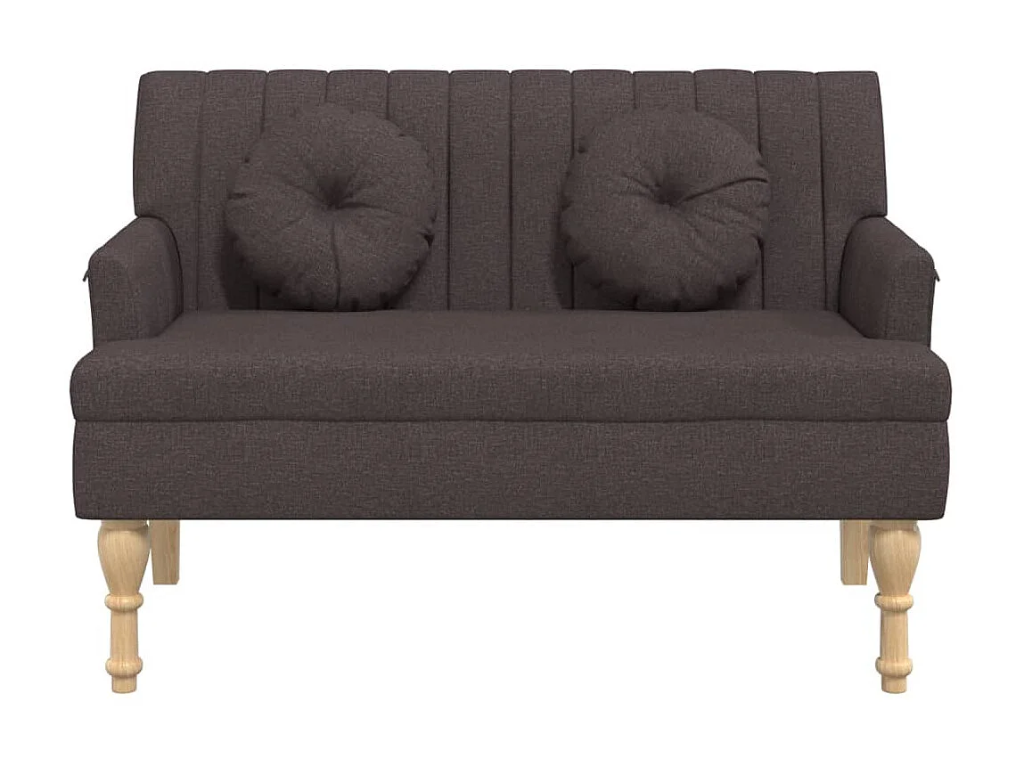 Banc avec coussins marron foncé 113x64,5x75,5 cm tissu -ASAF82640